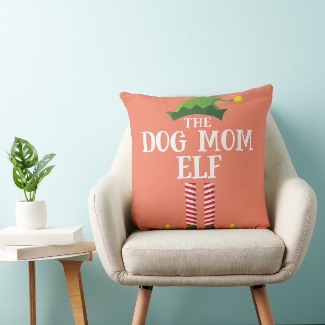 Cojín Decorativo Fiesta de Navidades del grupo familiar Dog Mom Elf (Silla)