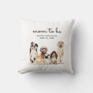 Cojín Decorativo Fiesta de perro de acuarela para bebé mamá futura