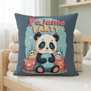 Cojín Decorativo Fiesta de pijamas de panda Kawaii estética acogedo