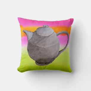 Cojín Decorativo Fiesta de té arado de tetera arcoiris