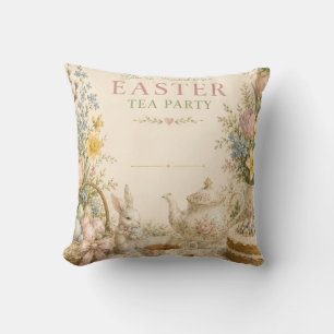 Cojín Decorativo Fiesta de té de Pascua, Celebración floral vintage