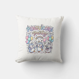 Cojín Decorativo Fiesta de Unicornio Penguicornio Vector Premium De