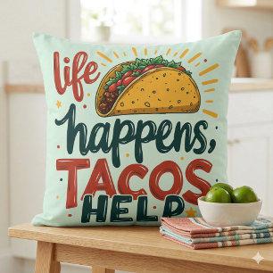 Cojín Decorativo Fiesta divertida para amantes de tacos Arte con hu