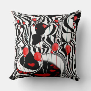 Cojín Decorativo Fiesta divertido negro, blanco, jazz moderno rojo