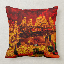 Cojín Decorativo Fiesta esquelético en vintage del feliz Halloween