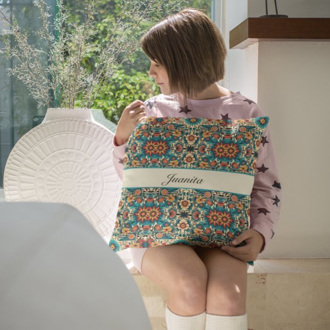 Cojín Decorativo Fiesta florece, personalizable (Subido por el creador)