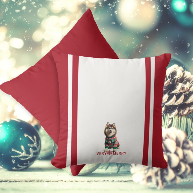 Cojín Decorativo Fiesta Husky Siberian (The front and back of the Siberian Husky throw pillow)