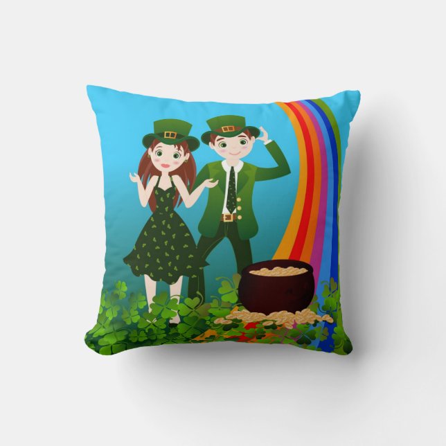 Cojín Decorativo Fiesta infantil de San Patricio (Anverso)
