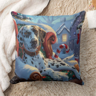 Cojín Decorativo Fiesta Navideña del Perro Dálmata