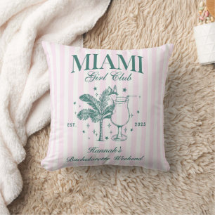 Cojín Decorativo Fiesta Retro Moderna de Bachelorette de Miami Rosa