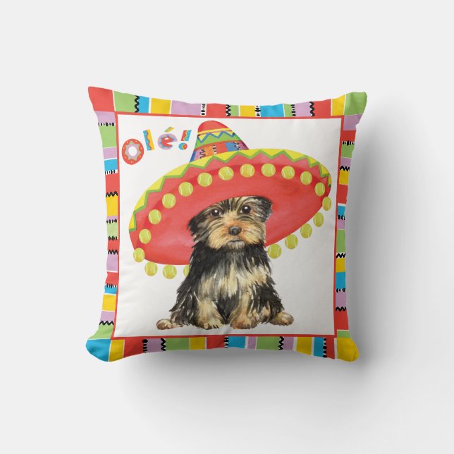 Cojín Decorativo Fiesta Yorkie (Anverso)