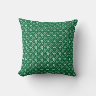 Cojín Decorativo Fiestas Navideñas Copos de Nieve Blancos Verdes
