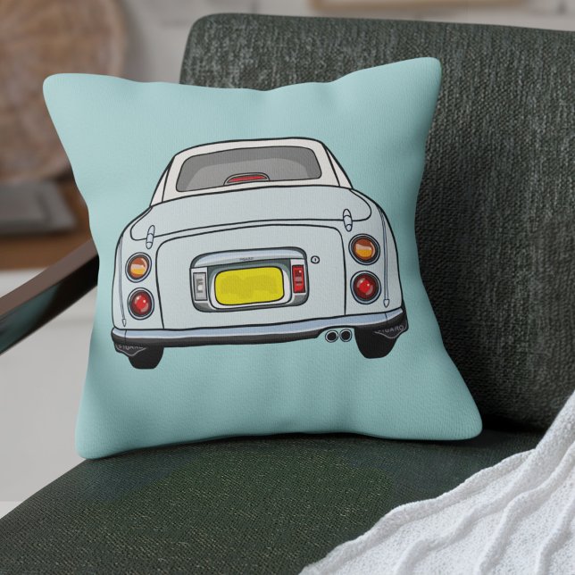 Cojín Decorativo Figaración Cute Pale Aqua Figaro Car (Fun pale aqua figgy on a blue pillow perfect for your car or home)