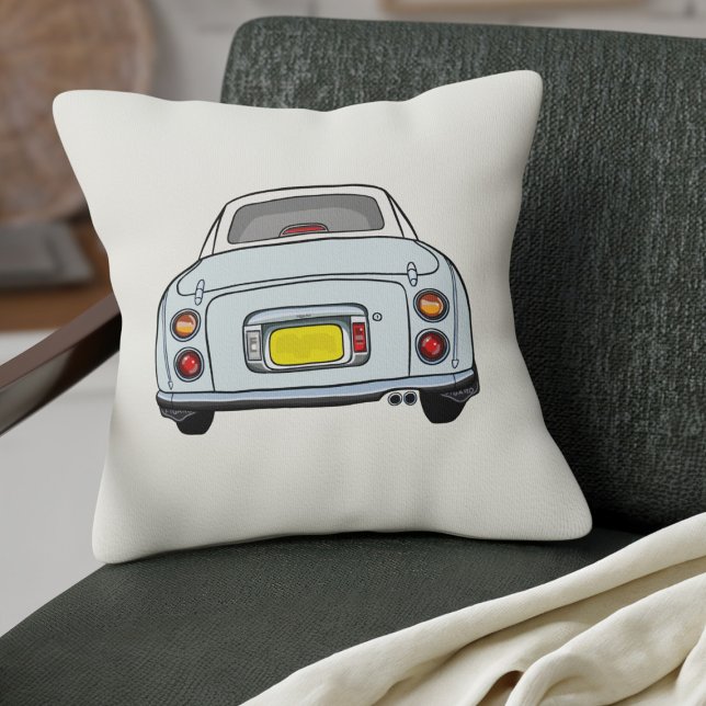 Cojín Decorativo Figaración Pale Aqua Figaro Car Cream (A cute Pale Aqua Figaro Car on a cream pillow for your car or your home)