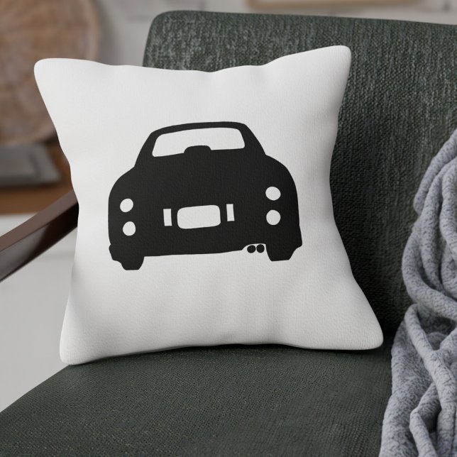 Cojín Decorativo Figaro Coche Silhouette Negro y Blanco (Black and White Figaro Car Silhouette Pillow for your car or home)
