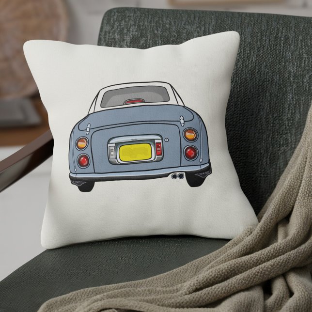 Cojín Decorativo Figarras Cute Lapis Gray Figaro Crema de coches (A cute Lapis Grey Figaro Car on a cream pillow that's double sided so you can flip it as you like.)