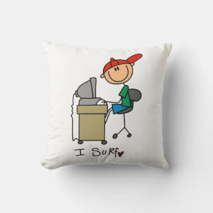 Cojín Decorativo Figura de palito masculino navegando en la web