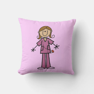 Cojín Decorativo Figura de palo de enfermera femenina de piel media