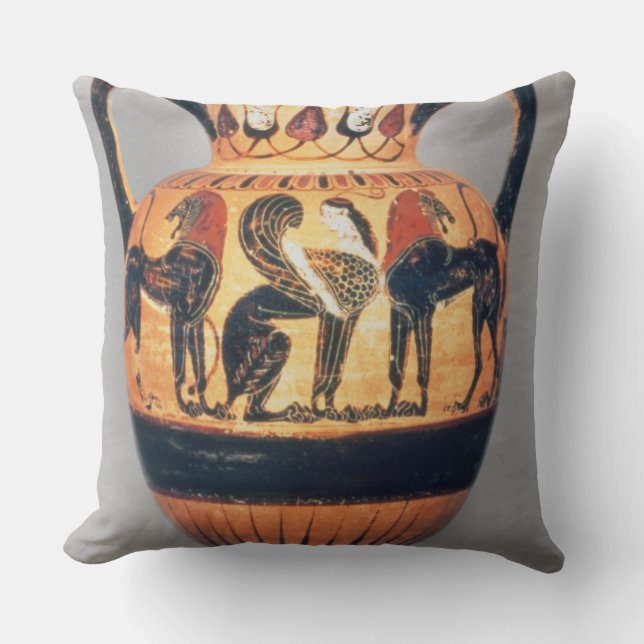 Cojín Decorativo Figura negra amphora de Chalcidian que representa (Anverso)