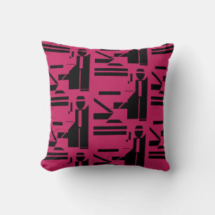 Cojín Decorativo Figura negra en el patrón geométrico de baldosas b