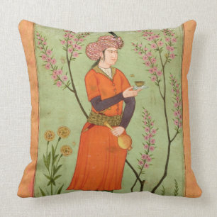 Cojín Decorativo Figura principesca iraní que sostiene una taza y