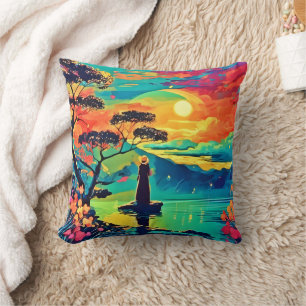Cojín Decorativo Figura solitaria al atardecer