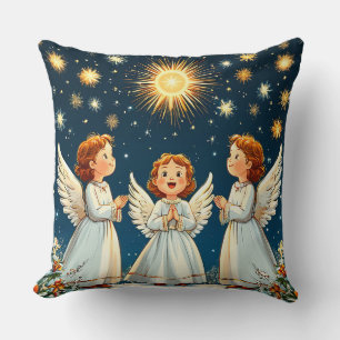 Cojín Decorativo Figuras angelicales bajo un cielo nocturno estrell