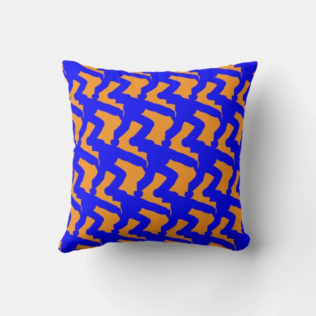 Cojín Decorativo Figuras Azules Corriendo (Reverso)