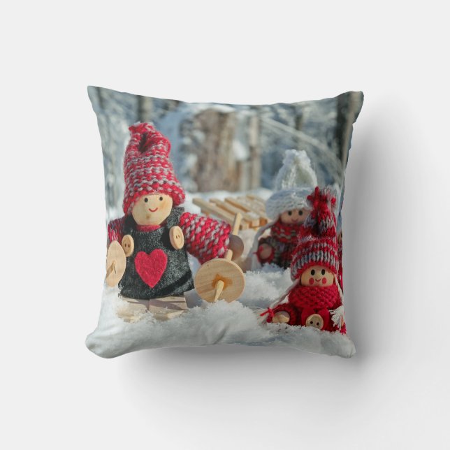 Cojín Decorativo Figuras Navidades de madera (Anverso)
