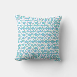 Cojín Decorativo Filas horizontales blancas Aqua de pequeñas olas d