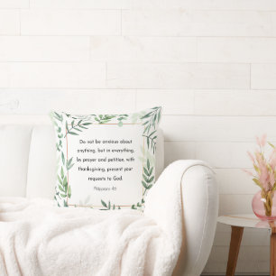Cojín Decorativo Filipinas 4:6, Biblia Verse,