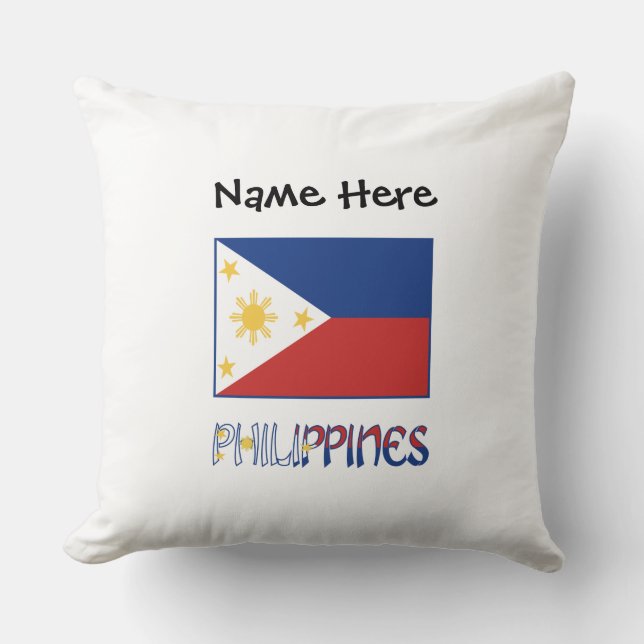 Cojín Decorativo Filipinas y la bandera filipina personalizada (Anverso)