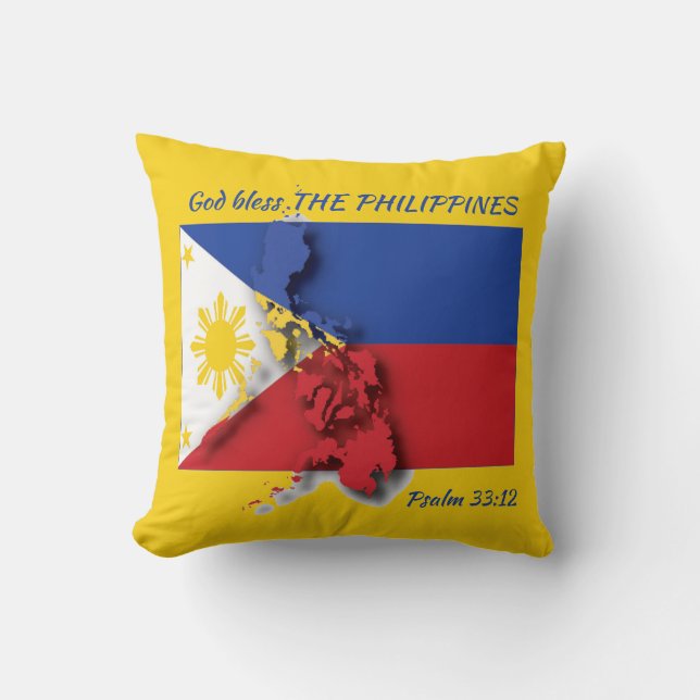 Cojín Decorativo FILIPINO FLAG Filipinas Personalizado de escritura (Anverso)
