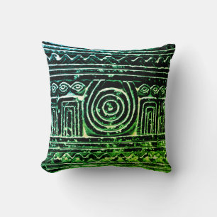 Cojín Decorativo Filtro verde del patrón mesopotamiano sumeriano