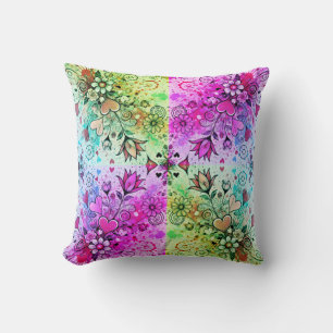 Cojín Decorativo Filtros de arte de Valentines Hearts Daisy Splatte