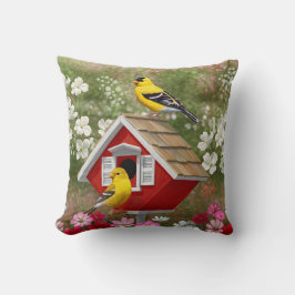 Cojín Decorativo Finches de oro y matorral