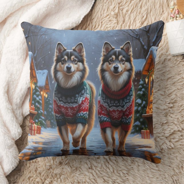 Cojín Decorativo Finnish Lapphund Dogs Christmas Snow Holiday (Manta)