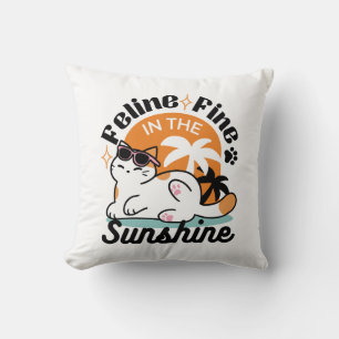 Cojín Decorativo Fino felino a la luz del sol - Gato tropical relaj