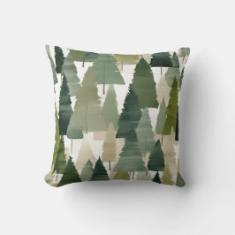 Cojín Decorativo Fir Trees Green Neutrals Arte Moderno