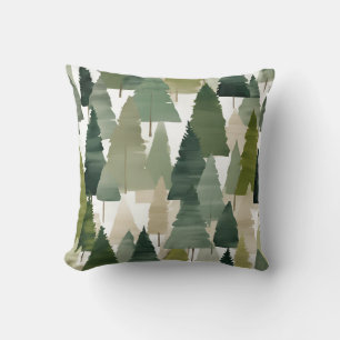 Cojín Decorativo Fir Trees Green Neutrals Arte Moderno
