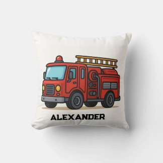 Cojín Decorativo Firetruck personalised name kids throw pillow