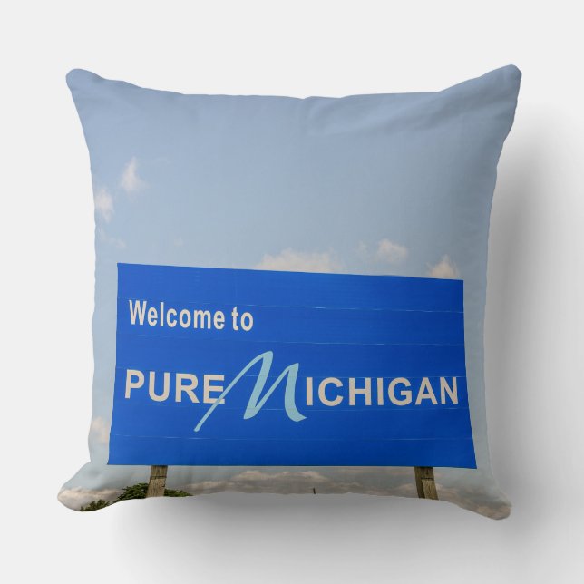 Cojín Decorativo Firma de bienvenida de Michigan Pure (Anverso)