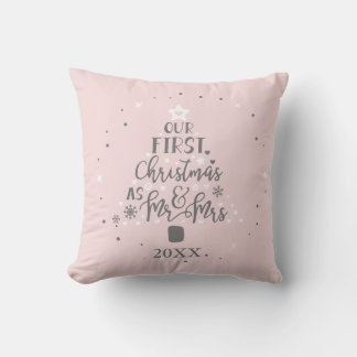 Cojín Decorativo First Christmas Newlyweds Year Blush Pink