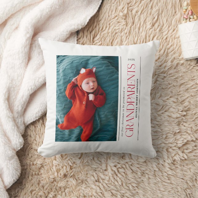 Cojín Decorativo First Christmas Promoted Grandparents Daddy Photo (Manta)
