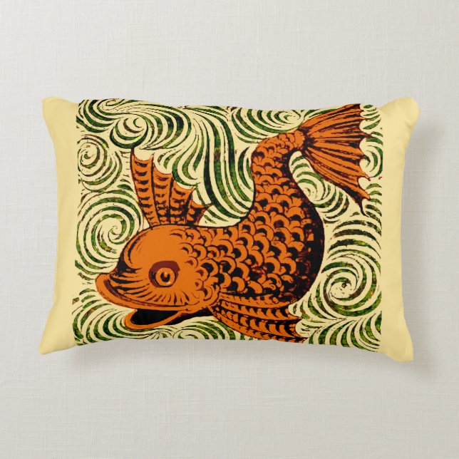 Cojín Decorativo Fish Antiguo Tile Antiguo arte (Reverso)
