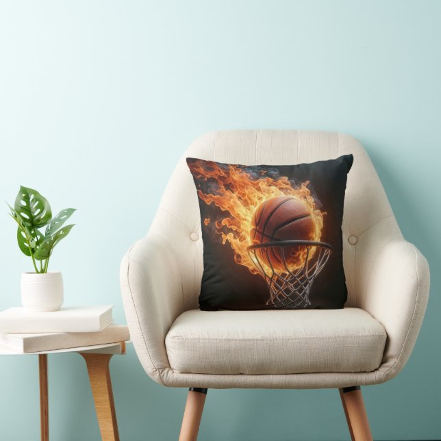 Cojín Decorativo Flamando el baloncesto en el aro (Silla)