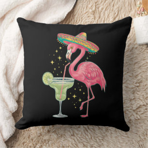 Cojín Decorativo Flamenco bebiendo Margarita divertido Poncho mexic