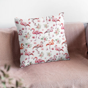 Cojín Decorativo Flamenco Rosa Acuarela Floral