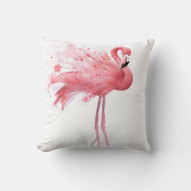 Cojín Decorativo Flamenco Rosa - Blanco (Anverso)