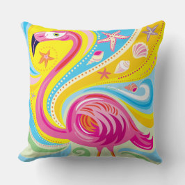 Cojín Decorativo Flamenco Rosa con Estrella de Mar
